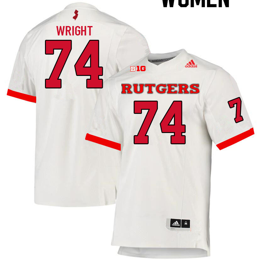 Women #74 Isaiah Wright Rutgers Scarlet Knights College Football Jerseys Sale-White - Click Image to Close